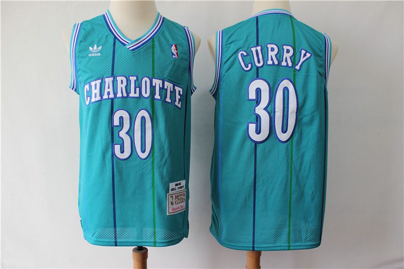 Men Charlotte Hornets 30 Curry Green Throwback Adidas NBA Jerseys